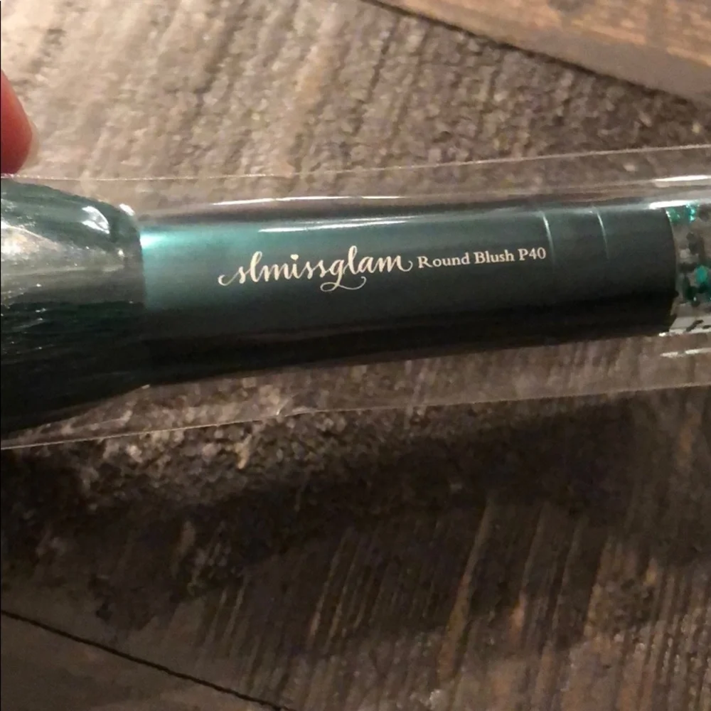 missglam‎ Round Blush P40 Makeup Brush Teal Glitter Handle New
